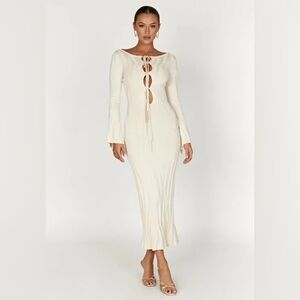 Meshki Cream Brinley Long Sleeve Dress